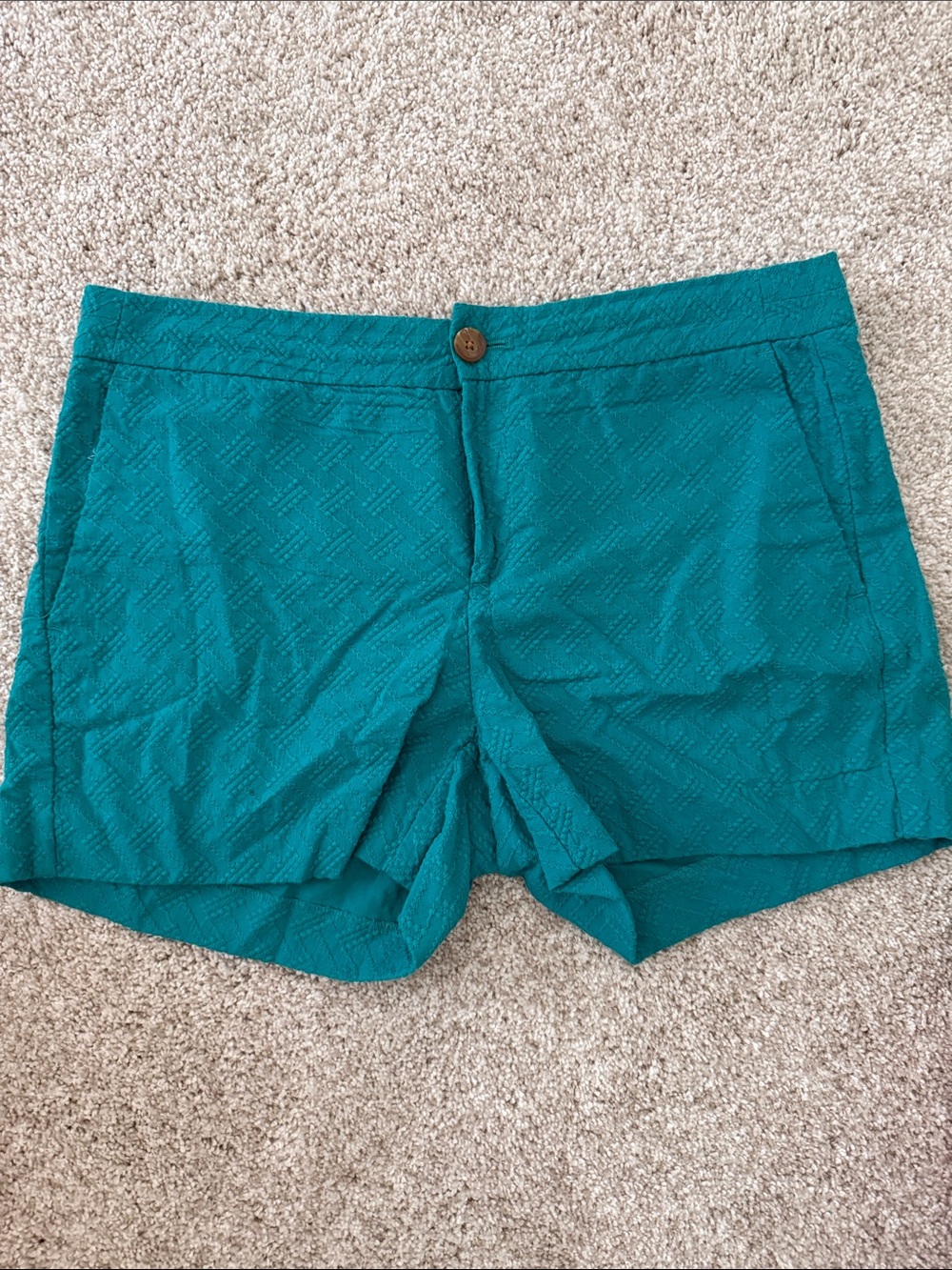 Banana Republic Teal Textured Cotton Blend Shorts